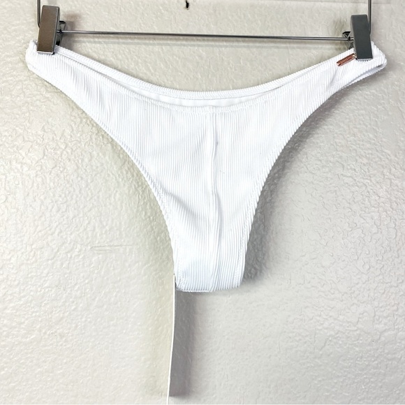 Wildfox Del Marcos White Rib Bikini Bottom Size M - Picture 4 of 8